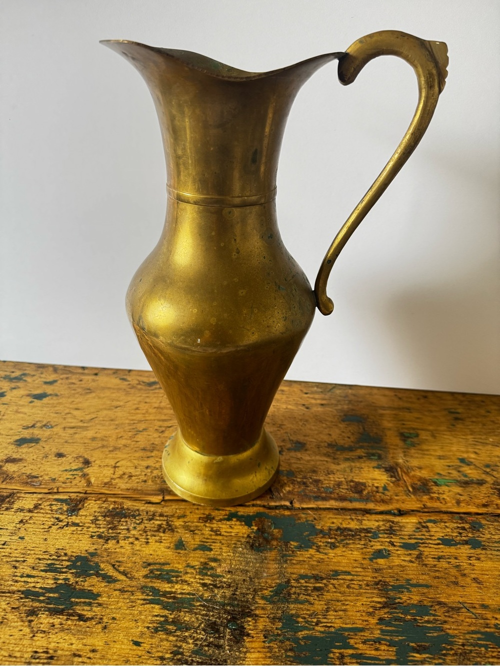Brass Vintage-Style Tall Pitcher Vase